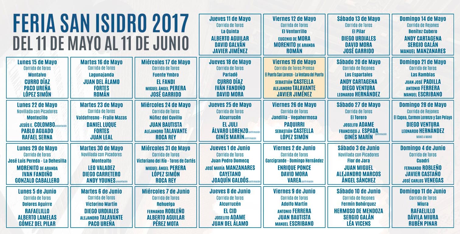 Carteles de San Isidro 2017