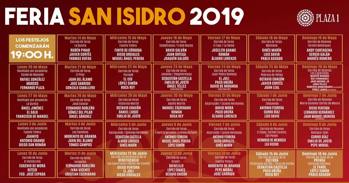 Carteles de San Isidro 2019